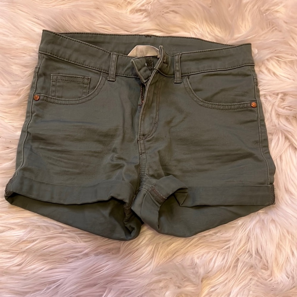 H&M Navy Green Denim Shorts